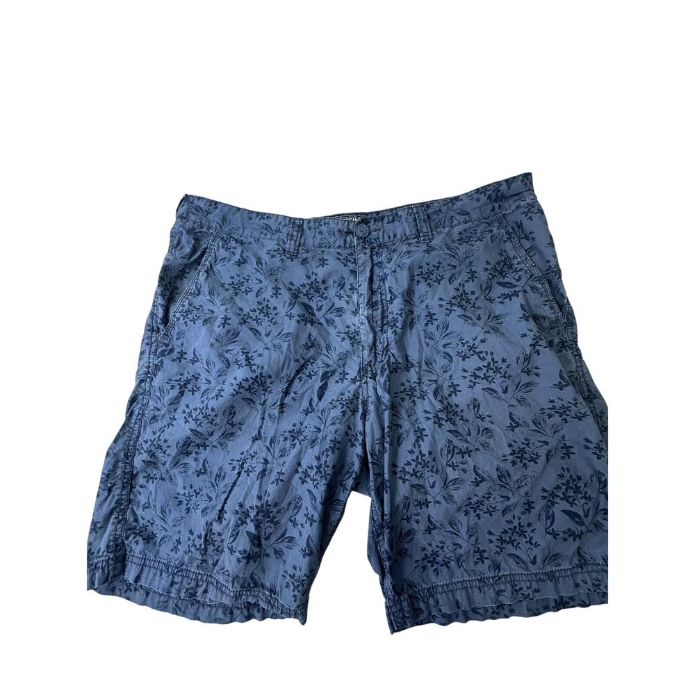 American Rag Men's 38 Floral Print Slim Fit Chino Shorts Flat Front Casual Blue